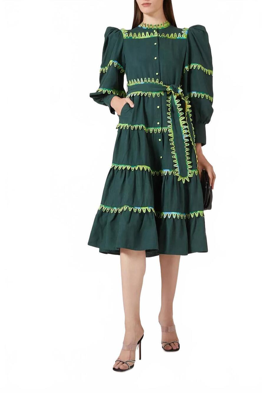 NEW CELIA B hasu tiered midi dress in green